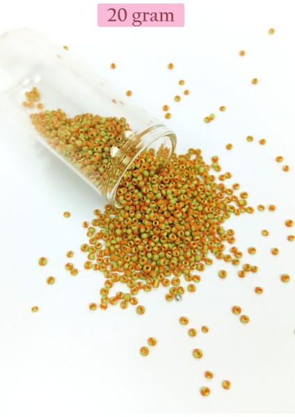 Dökme Cam Kum Boncuk (11/0) 2 mm - 20 Gram - Sarı Turuncu - BNC031