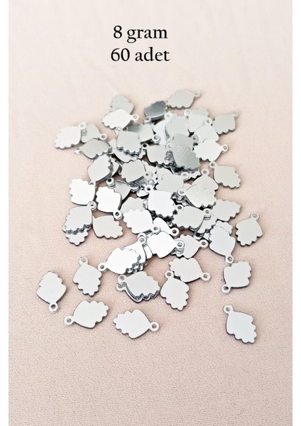 Oya Abiye Bileklik Kolye Pleksi Metalik Plastik Pul Gümüş Renk 8 Gram 60 Adet - BNC504