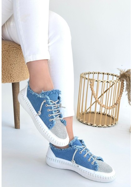 Enber Mavi Kot Bağcıklı Spor Ayakkabı - Lisinya