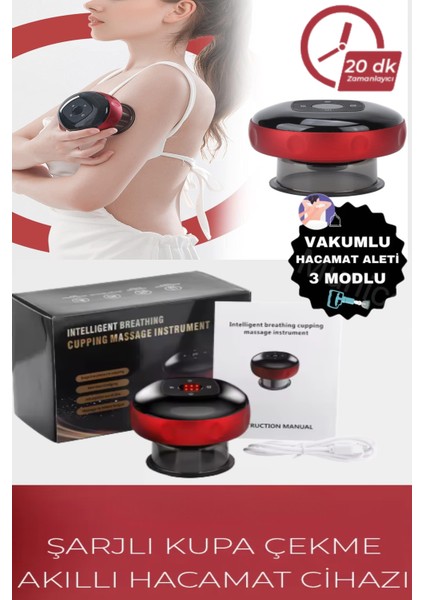 Elektronik Vakum Hacamat Aleti – Masaj, Isı Terapisi ve Hacamat- Kablosuz, Şarjlı, Akıllı Ekranlı