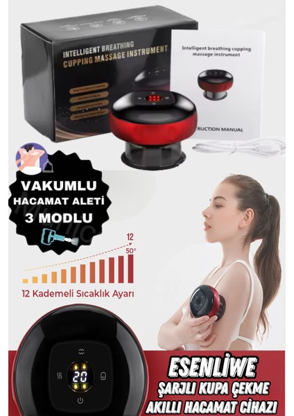 Elektronik Vakum Hacamat Aleti – Masaj, Isı Terapisi ve Hacamat- Kablosuz, Şarjlı, Akıllı Ekranlı modelleri