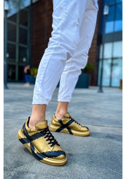 Pittura Özel Baskılı Erkek Sneaker Gold Siyah