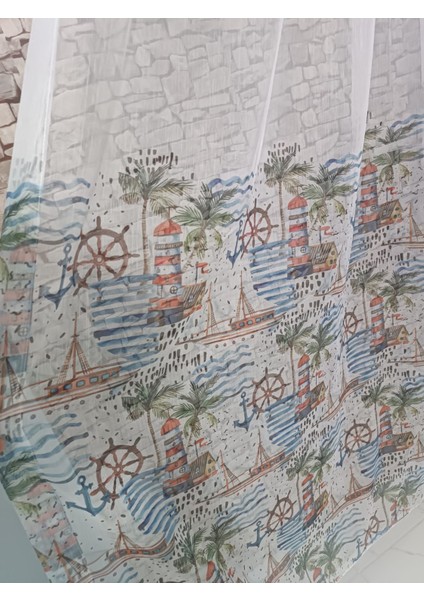 Çocuk Perdesi Tül Perde Deniz Manzaralı Genç ve Çoçuk Odaları Için 1/3 Pileli modelleri