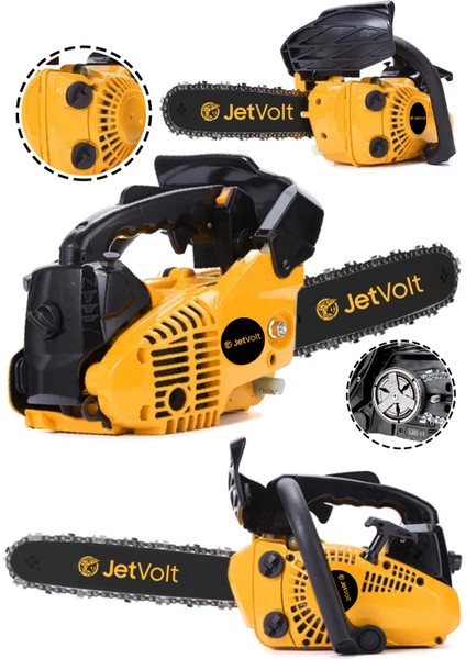 Jetvolt 25CC Mini Benzinli Testere Ağaç Odun Dal Budama ve Kesme Testeresi Hızar Motoru - Sarı