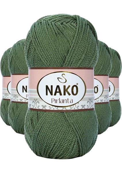 5 Adet Pırlanta Amigurumi El Örgü Ipi Yünü Haki Yeşil 11253