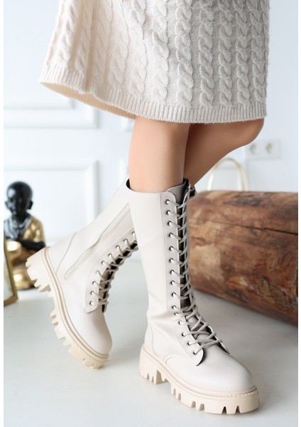 Uliza Bej Cilt Bağcıklı Çizme - Lisinya