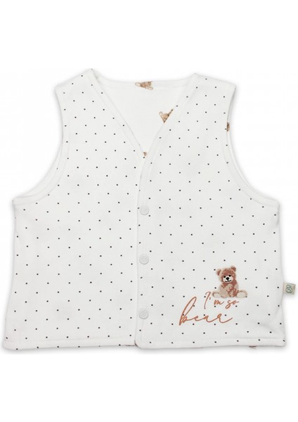 Bistyle I Am So Bear Çift Taraflı Bebe Yelek 18103 Bej Ekru