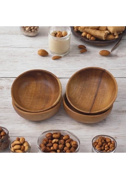 4&apos;lü Yuvarlak Akasya Çerezlik 10CM - 4 Cm, Sunum Kasesi, Yuvarlık Zeytinlik, Kahvaltı Sunumluk 10CM - 4 cm fiyatları