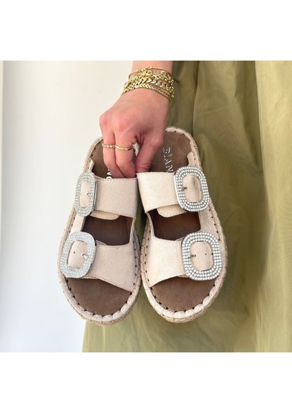 Hertas Bej Nubuk Tokalı Terlik - Lisinya modelleri
