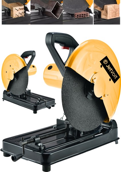 Jetvolt Profesyonel 2000W 355MM Bakır Sargılı Metal Şanzıman Profil Metal Kesme Makinesi - Sarı