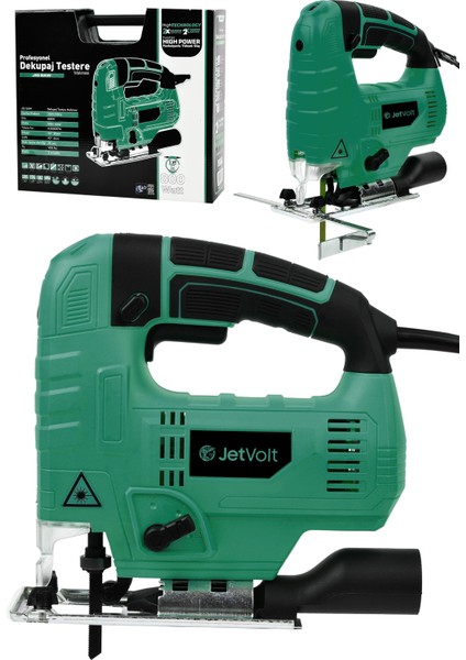 Jetvolt 800W Bakır Sargılı Professional Devir Ayarlı Dekupaj Bıçkı Testere Makinası - Yeşil