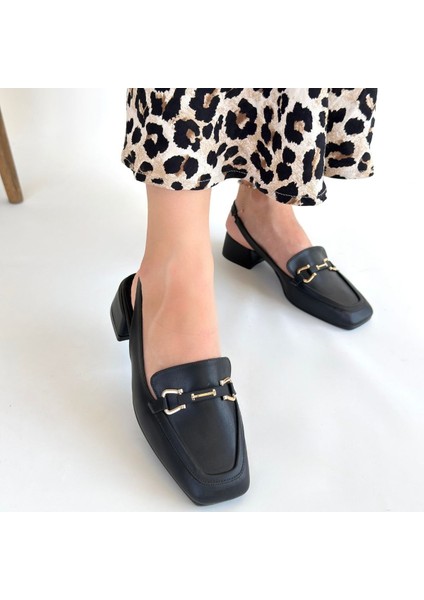 Joone Siyah Cilt Topuklu Ayakkabı - Lisinya modelleri