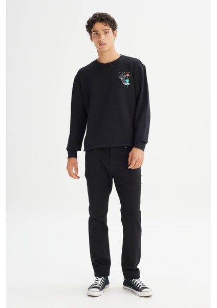 Pamuklu Regular Fit Normal Kesim Bisiklet Yaka Sweatshirt fiyatları