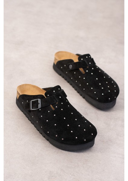 Oslo Hakiki Süet Mantar Taban Droplu Ortopedik Yüksek Eva Kadın Terlik