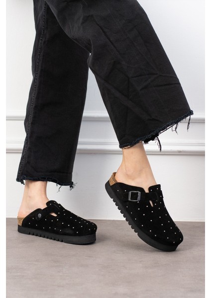 Oslo Hakiki Süet Mantar Taban Droplu Ortopedik Yüksek Eva Kadın Terlik modelleri