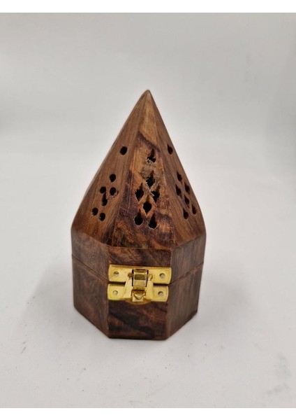 Piramit Konik Ahşap Tütsü Yakma Kutusu No2