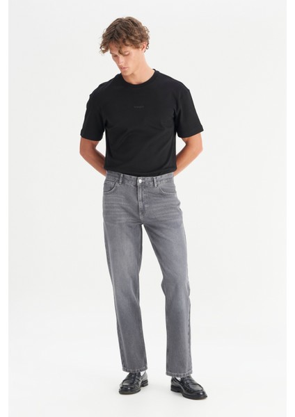 %100 Pamuk Frank Relaxed Fit Geniş Kesim Gri Jean Denim Pantolon modelleri