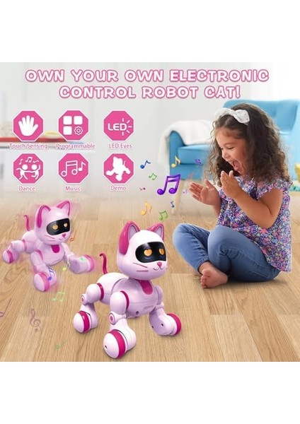 Uzaktan Kumandalı Robot Kedi, Programlanabilir Rc Akıllı Kedi, Dokunmatik Algılama, LED Gözler, Dans ve Müzik Yürüyen Evcil Hayvanlar Stem Oyuncakları Çocuklar Kızlar Erkekler Için Hediyeler modelleri