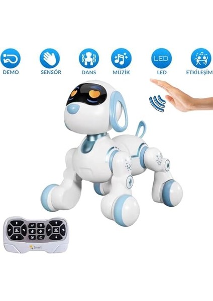 Fonksiyonlu Uzaktan Kumandalı Şarjlı Sesli Işıklı Dokunma Algılama Programlama Robot Köpek El Sensörlü Şarjlı Işıklı Müzikli Dansçı Robot Köpek ve Kedi (Köpek) modelleri