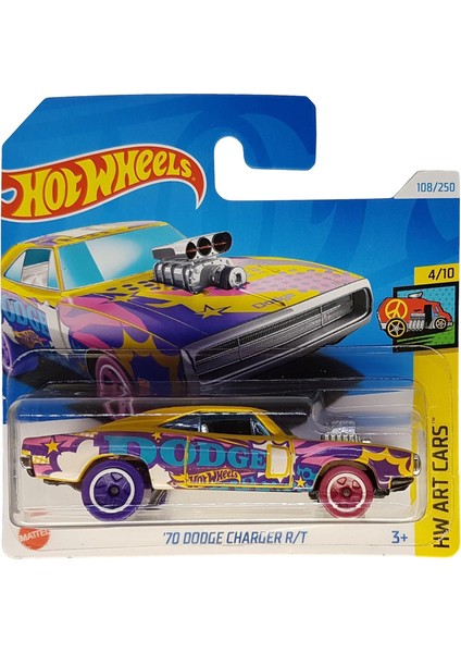 - ´70 Dodge Charger R/t - Hw Art Cars 4/10 - HTB76 - Short Card - Comic Style - Comic Design - Mattel 2024-1:64