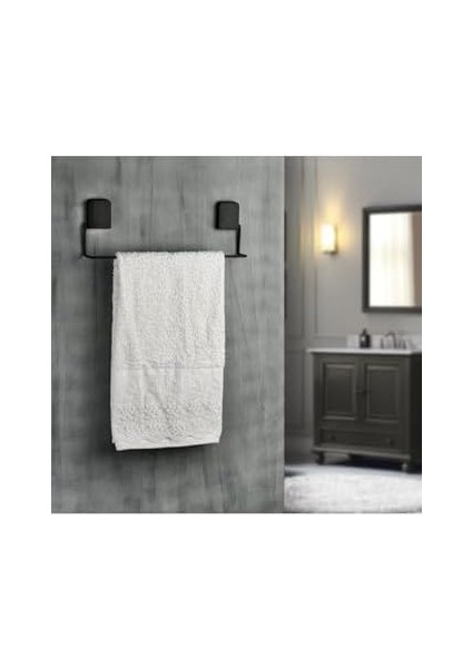 Çelik Yapışkanlı Havluluk – Mat Siyah | Delmeden Montaj | Banyo, Mutfak, Lavabo Kullanımı fiyatları