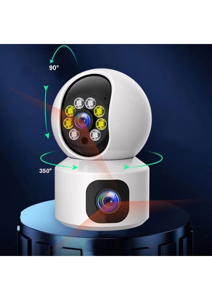 Yosee Uygulama Çift Kameralı Kablosuz Bağlantılı Gece Görüşlü Ev Tipi Güvenlik Kamerası ( Lisinya )
