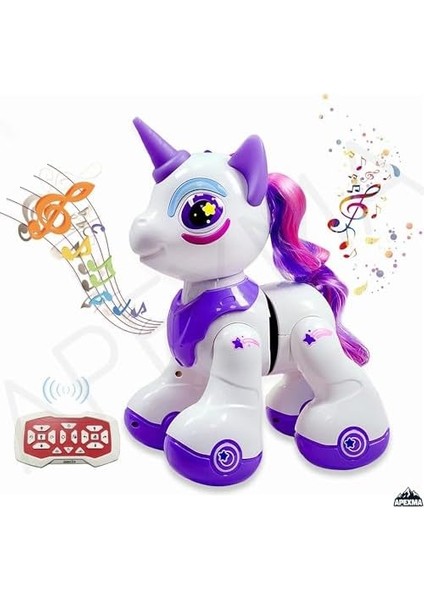 Uzaktan Kumandalı Sesli Işıklı Müzikli Pilli Dokunma Sensörlü Interaktif Robot Unicorn At fiyatları