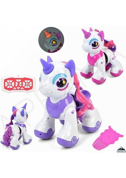 Uzaktan Kumandalı Sesli Işıklı Müzikli Pilli Dokunma Sensörlü Interaktif Robot Unicorn At modelleri