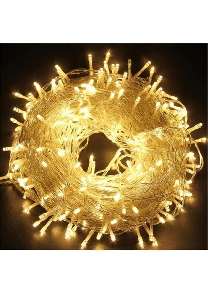 10M 60 LED Gün Işığı 2 Kademeli Şeffaf Kablo Pilli