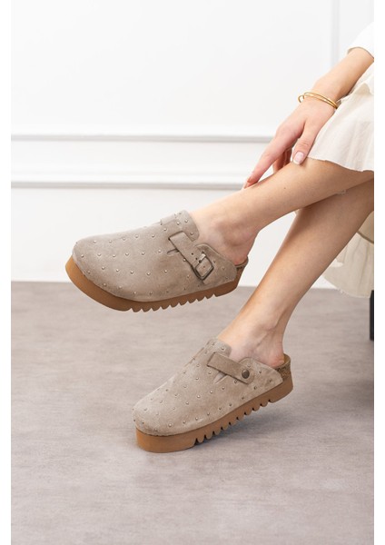 Oslo Hakiki Süet Mantar Taban Droplu Ortopedik Yüksek Eva Kadın Terlik modelleri