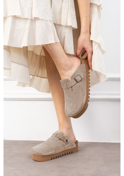 Oslo Hakiki Süet Mantar Taban Droplu Ortopedik Yüksek Eva Kadın Terlik fırsatları