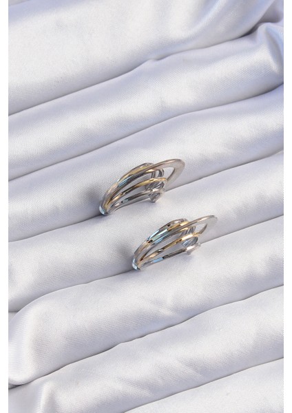 Pirinç Gold Gümüş Renkli Düz Plaka Halka Küpe - Lisinya