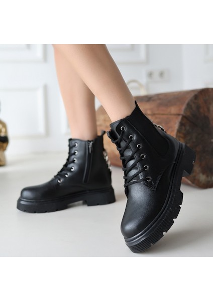 Harte Siyah Cilt Bağcıklı Bot - Lisinya modelleri