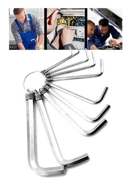 10 Parça Çelik Alyan Seti Kısa Düz Köşe Alyan Anahtar Takımı indirimleri