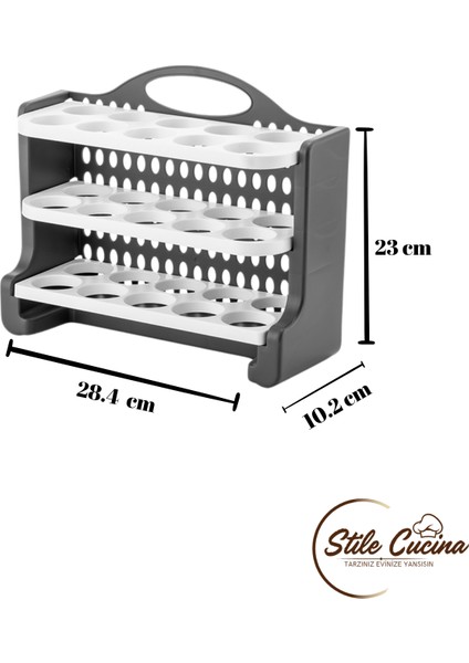 30 Bölmeli Yumurtalık - 3 Katlı Yumurta Rafı Saklama Kabı Beyaz-Antrasit fırsatları