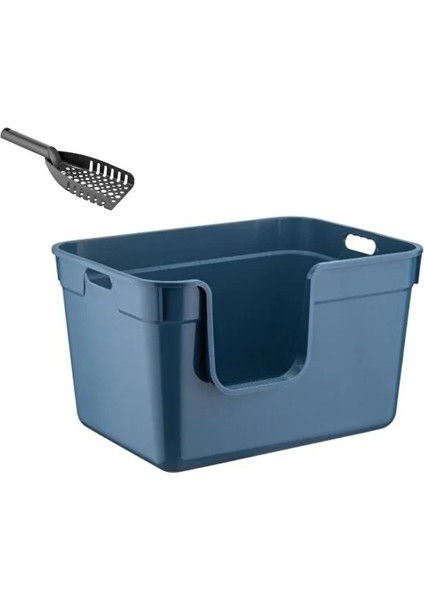 Tanos Dekoratif Büyük Yarı Kapalı Kedi Tuvaleti (Kürek Hediyeli)