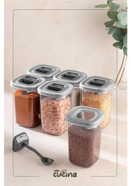 Alessi 6 Adet Kendinden Kaşıklı Etiketli Baharatlık Seti 450 ml Antrasit modelleri