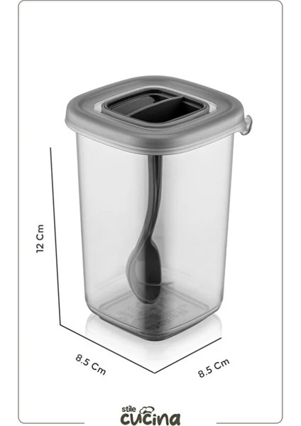 Alessi 6 Adet Kendinden Kaşıklı Etiketli Baharatlık Seti 450 ml Antrasit