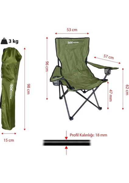 Campıng Katlanır Kamp Sandalyesi - Yeşil