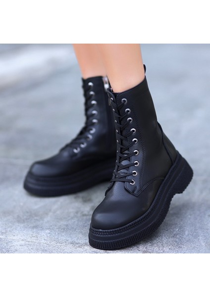 Roxan Siyah Cilt Bağcıklı Bot - Lisinya fırsatları