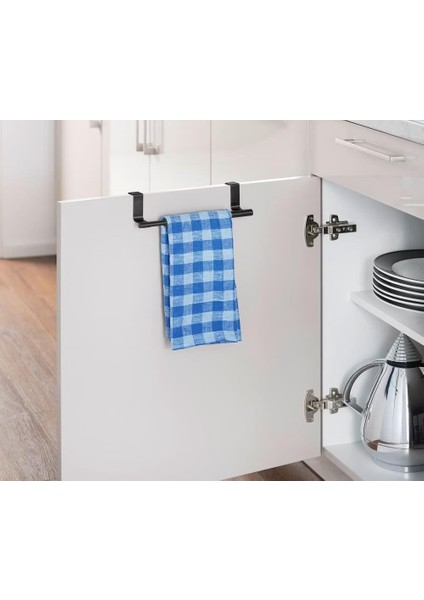 Gbmotion Teleskopik 35 cm Dolap Kapısı Için Uzatılabilir Havlu Askısı, Paslanmaz Çelik, Siyah, 22-35 x 6 x 7 cm