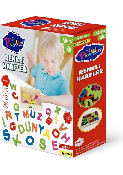 Ahşap Kasalı Renkli Harfler 33 Parça