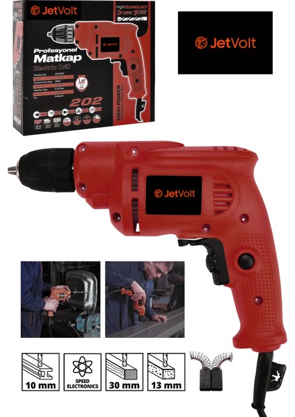 240V 60Hz Profesional 580W Metal Şanzıman 10MM Elektrikli Matkap - Kırmızı