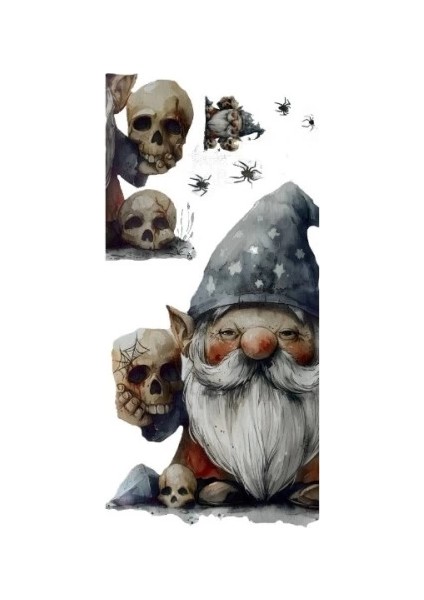 Gotik Cüce ve Kafatası Duvar Sticker Seti
