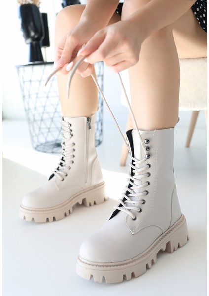 Neole Bej Cilt Bağcıklı Bot - Lisinya fiyatları