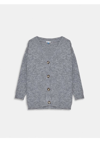 Uzun Kollu Önü Düğmeli Basıc Triko Gri Hırka fiyatları