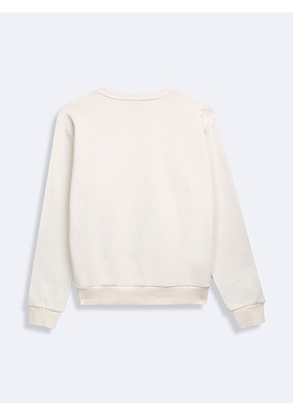 Sıgn Baskılı Sıfır Yaka Uzun Kollu Bej Sweatshırt fiyatları