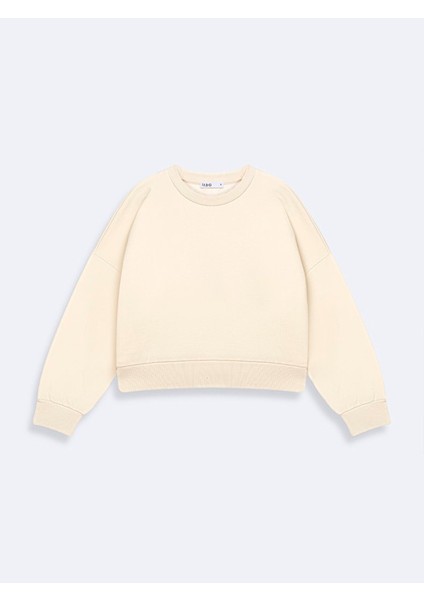 Uzun Kollu Bisiklet Yaka Basıc Bej Sweatshırt fiyatları