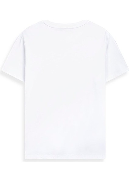 Kısa Kollu Bisiklet Yaka Basıc Beyaz T-Shırt modelleri