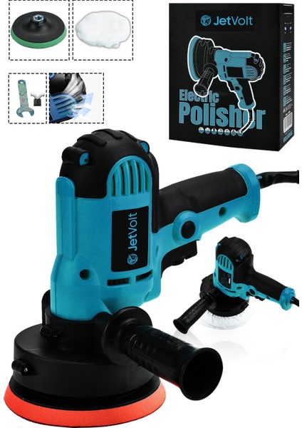 Jetvolt 12V Orbital 8 Kademli Cila Pasta Parlatma Polisaj Makinesi - Mavi